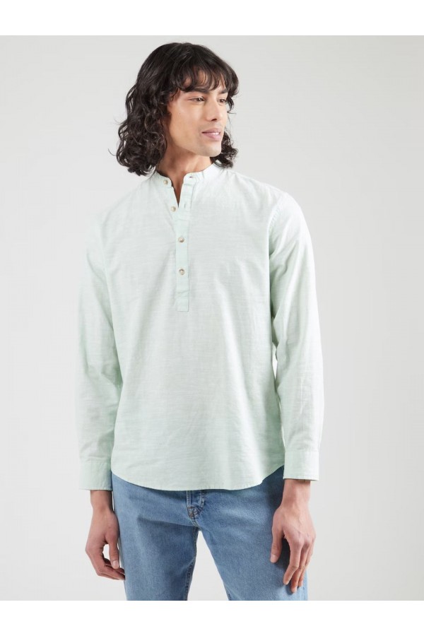 JJLINEN BLEND BAND HALF PLACKET SHIRT...