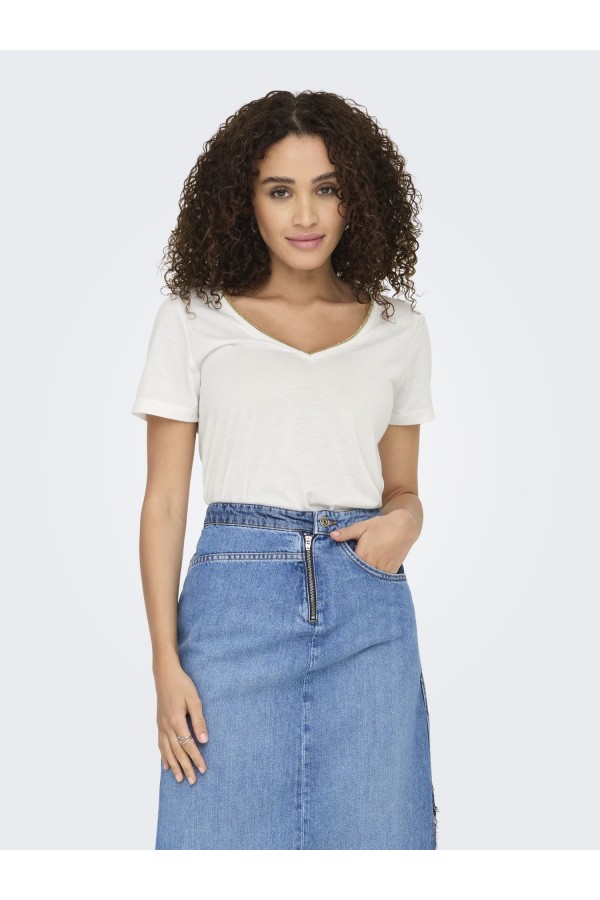 JDYDALILA S/S V- NECK LUREX TOP
