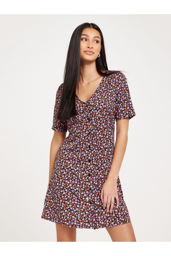 NMRUE S/S V-NECK MINI DRESS